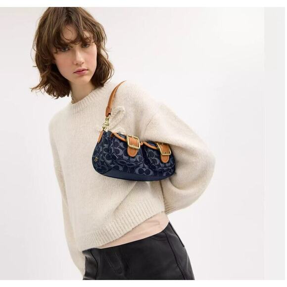 Coach Ashton Shoulder Crossbody Bag in Signature Denim Gold/Denim Natural CY700 - Picture 9 of 13